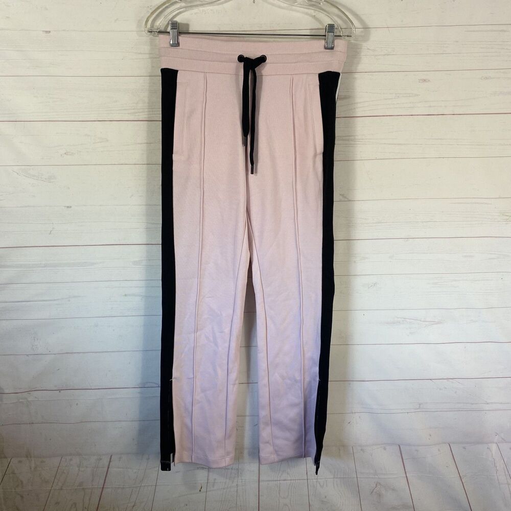 DKNY Sport Womens Sweatpants XS Pink/Black Pockets Split Cuffs Pull On